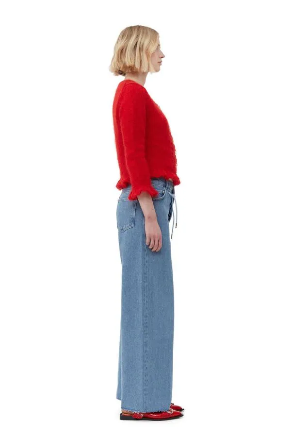 Clothing GANNI Knitwear Red Mohair Cardigan Racing Red Clothing GANNI Knitwear Red Mohair Cardigan Racing Red