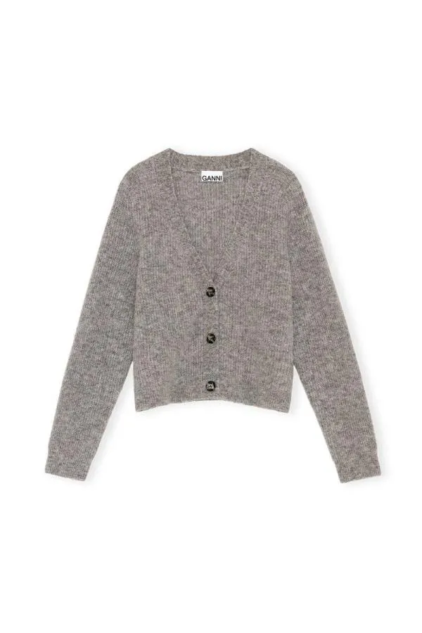 Clothing GANNI Knitwear Relaxed Wool Cardigan Paloma Melange