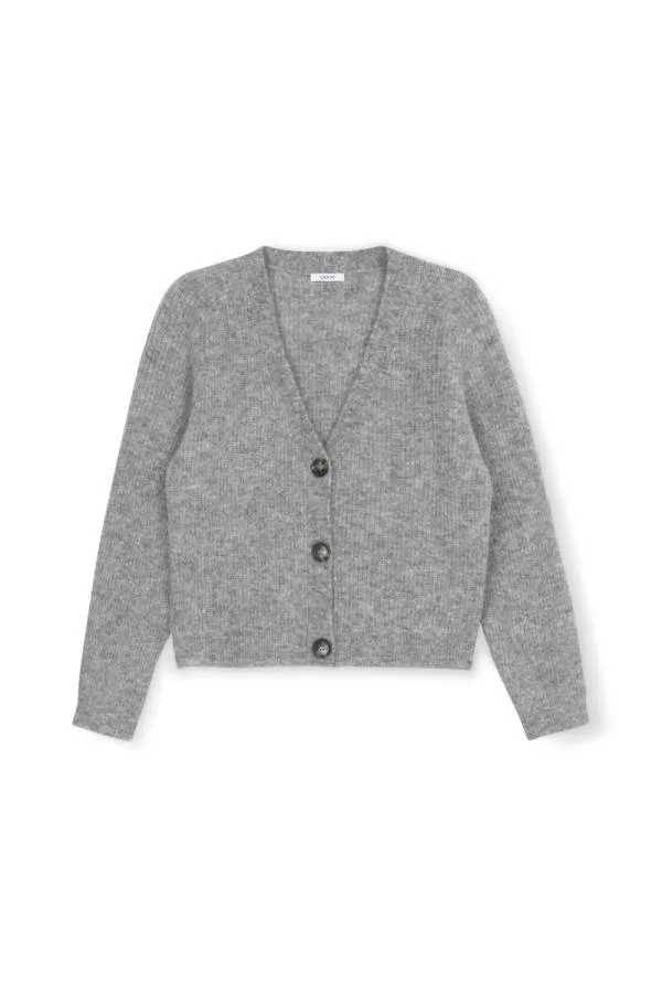 Clothing GANNI Knitwear Relaxed Wool Cardigan Paloma Melange