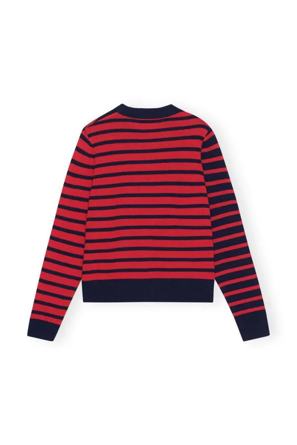 Clothing GANNI Knitwear Striped Cashmere ONeck Pullover Grenadine Clothing GANNI Knitwear Striped Cashmere ONeck Pullover Grenadine