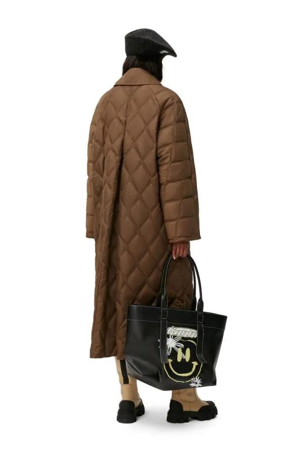 Clothing GANNI Outerwear Black Ripstop Quilt Coat Teak