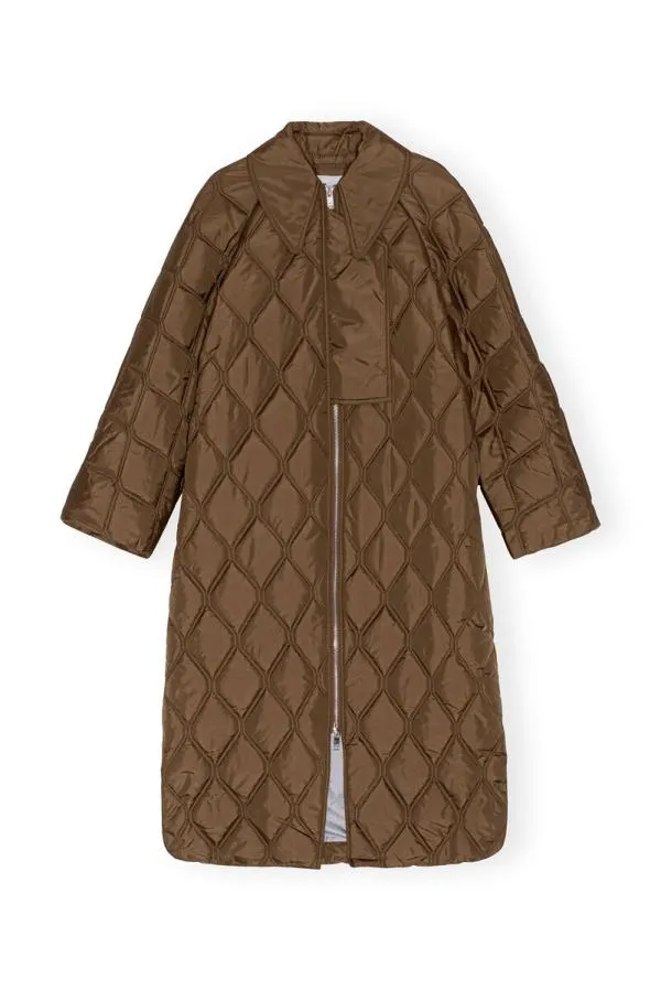 Clothing GANNI Outerwear Black Ripstop Quilt Coat Teak