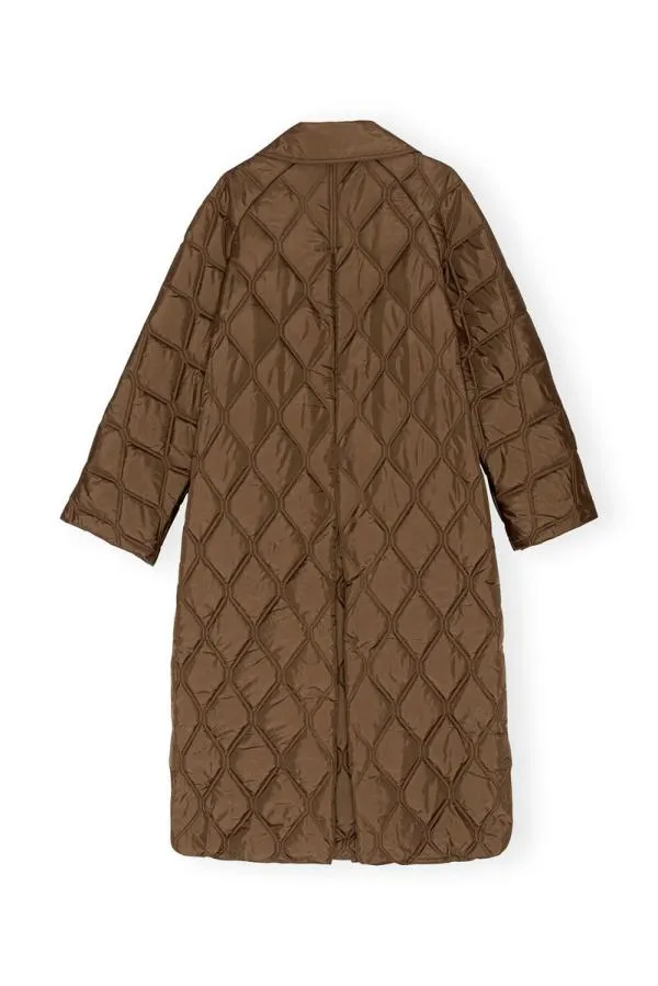 Clothing GANNI Outerwear Black Ripstop Quilt Coat Teak