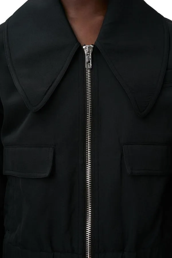 Clothing GANNI Outerwear Heavy Twill Wide Collar Jacket Black