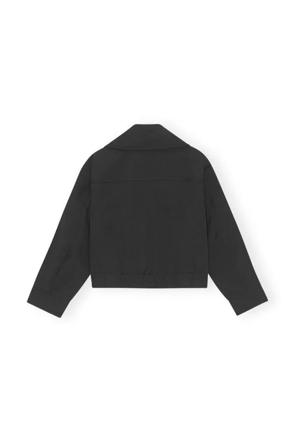 Clothing GANNI Outerwear Heavy Twill Wide Collar Jacket Black