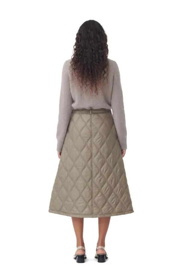 Clothing GANNI Skirts Brown Shiny Quilt Midi Skirt Fallen Rock