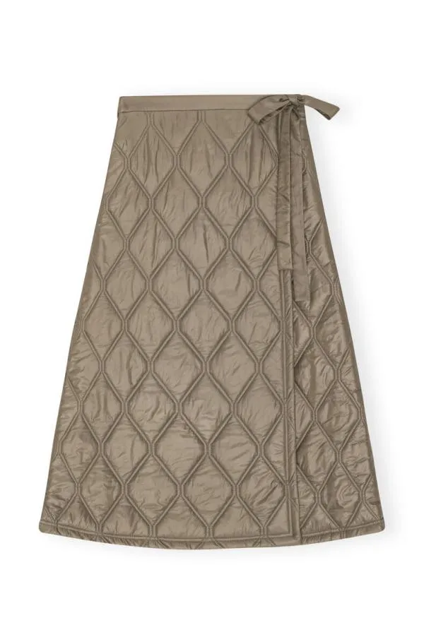 Clothing GANNI Skirts Brown Shiny Quilt Midi Skirt Fallen Rock