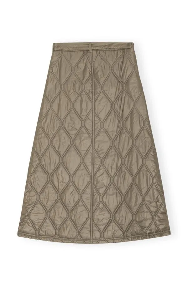 Clothing GANNI Skirts Brown Shiny Quilt Midi Skirt Fallen Rock