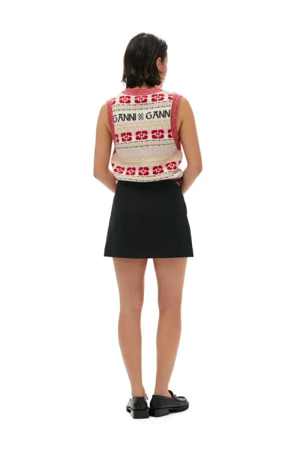 Clothing GANNI Skirts Cotton Suiting Mini Skirt Black Clothing GANNI Skirts Cotton Suiting Mini Skirt Black
