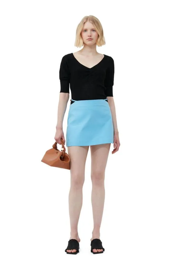 Clothing GANNI Skirts Cotton Suiting Mini Skirt Ethereal Blue