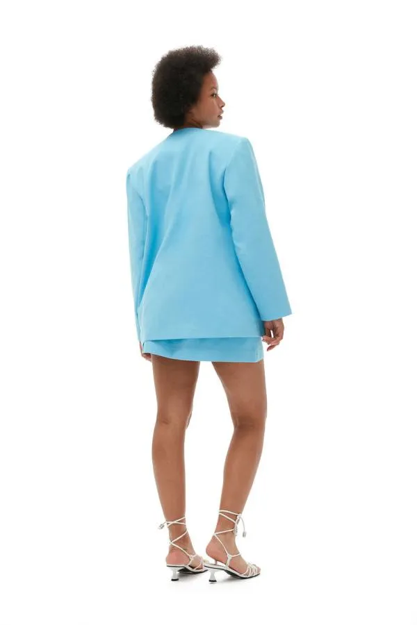 Clothing GANNI Skirts Cotton Suiting Mini Skirt Ethereal Blue Clothing GANNI Skirts Cotton Suiting Mini Skirt Ethereal Blue