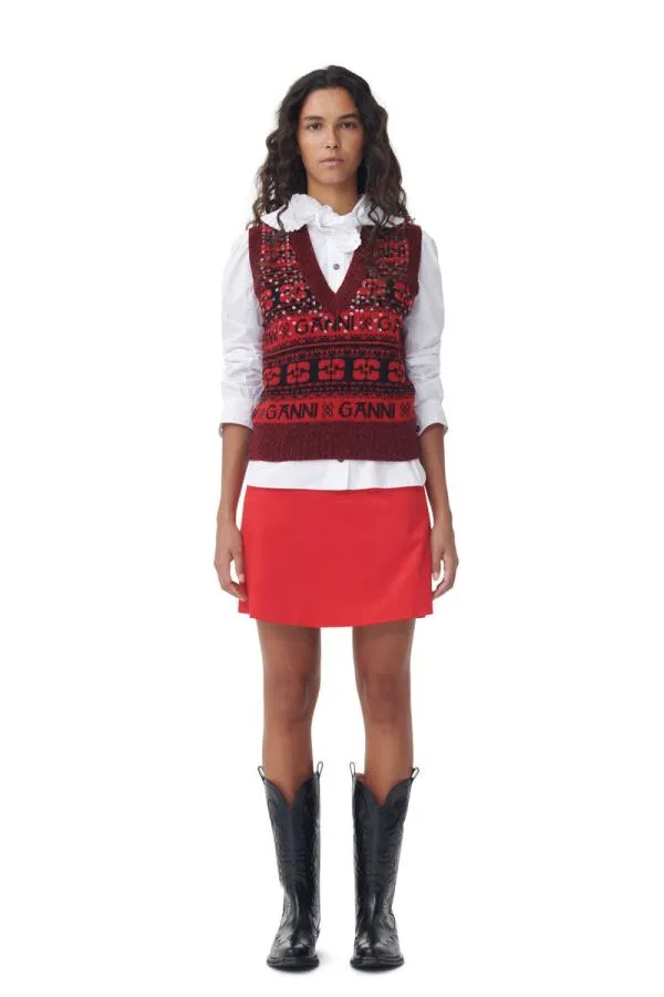 Clothing GANNI Skirts Red Shiny Corduroy Mini Skirt High Risk Red