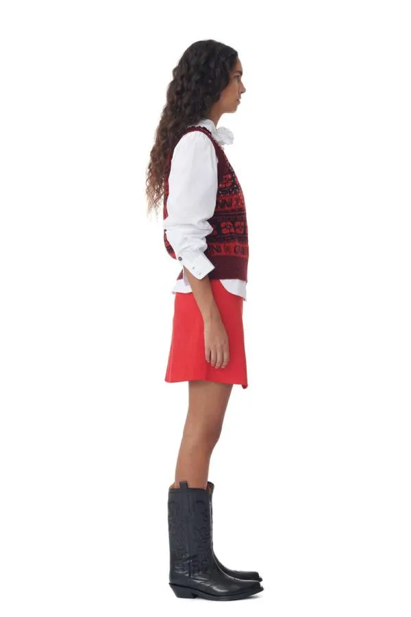Clothing GANNI Skirts Red Shiny Corduroy Mini Skirt High Risk Red Clothing GANNI Skirts Red Shiny Corduroy Mini Skirt High Risk Red