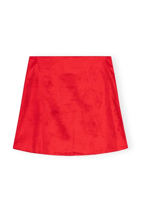 Clothing GANNI Skirts Red Shiny Corduroy Mini Skirt High Risk Red Clothing GANNI Skirts Red Shiny Corduroy Mini Skirt High Risk Red