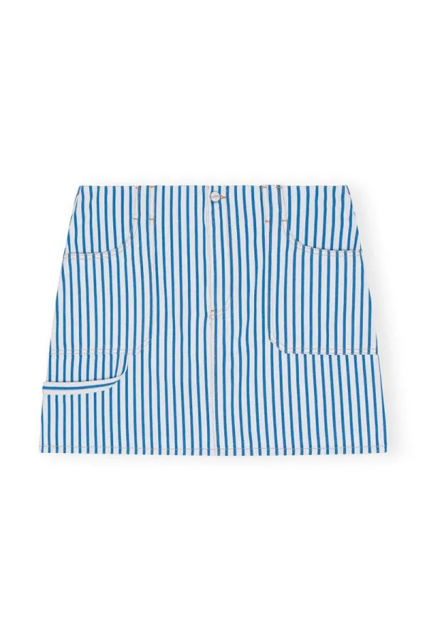 Clothing GANNI Skirts Striped Denim Mini Skirt Bright White Clothing GANNI Skirts Striped Denim Mini Skirt Bright White