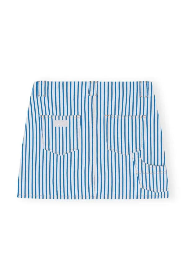 Clothing GANNI Skirts Striped Denim Mini Skirt Bright White Clothing GANNI Skirts Striped Denim Mini Skirt Bright White