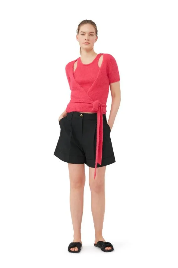 Clothing GANNI Suiting Drapey Melange Shorts Black