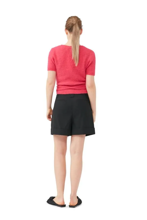Clothing GANNI Suiting Drapey Melange Shorts Black Clothing GANNI Suiting Drapey Melange Shorts Black
