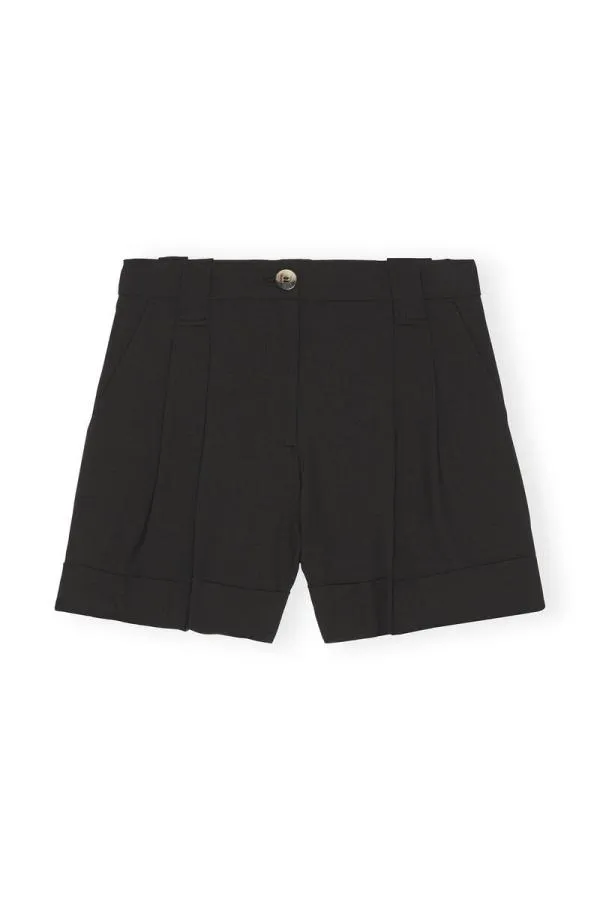 Clothing GANNI Suiting Drapey Melange Shorts Black Clothing GANNI Suiting Drapey Melange Shorts Black