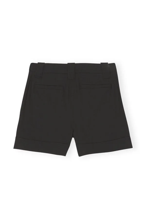 Clothing GANNI Suiting Drapey Melange Shorts Black Clothing GANNI Suiting Drapey Melange Shorts Black