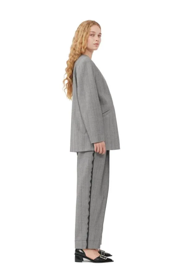 Clothing GANNI Suiting Grey Herringbone Suiting Blazer Frost Gray Clothing GANNI Suiting Grey Herringbone Suiting Blazer Frost Gray