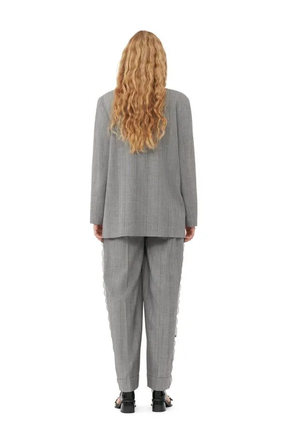 Clothing GANNI Suiting Grey Herringbone Suiting Blazer Frost Gray Clothing GANNI Suiting Grey Herringbone Suiting Blazer Frost Gray