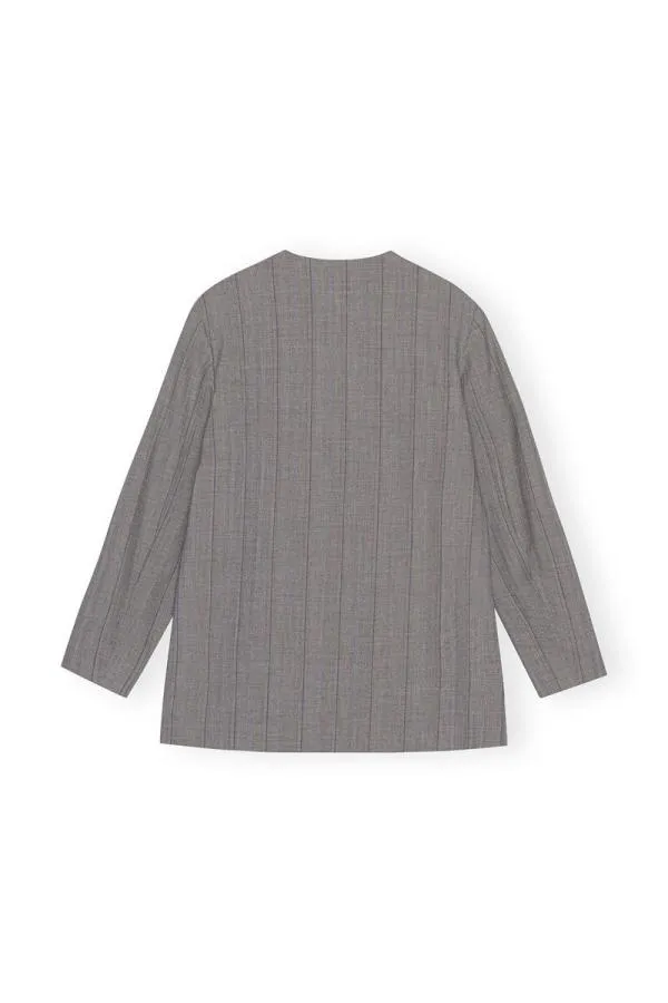 Clothing GANNI Suiting Grey Herringbone Suiting Blazer Frost Gray Clothing GANNI Suiting Grey Herringbone Suiting Blazer Frost Gray