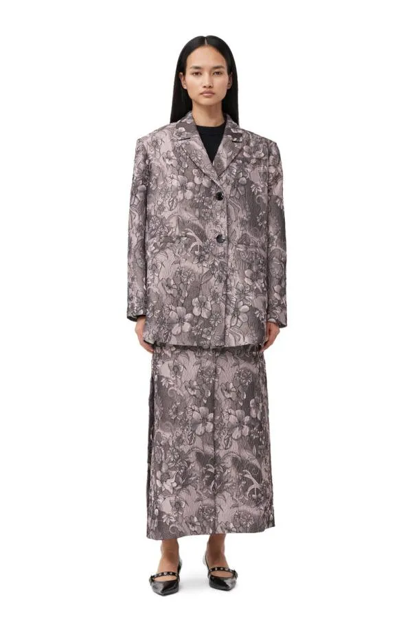 Clothing GANNI Suiting Rippled Jacquard Oversized Blazer Black Lotus Clothing GANNI Suiting Rippled Jacquard Oversized Blazer Black Lotus