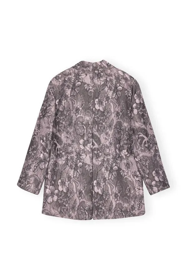 Clothing GANNI Suiting Rippled Jacquard Oversized Blazer Black Lotus Clothing GANNI Suiting Rippled Jacquard Oversized Blazer Black Lotus