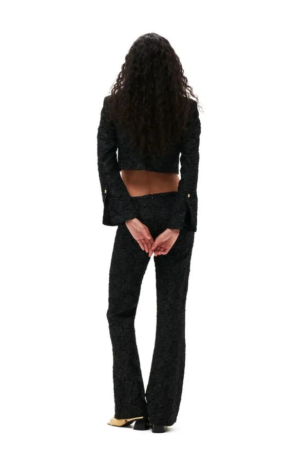 Clothing GANNI Suiting Stretch Jacquard Cropped Blazer Black Clothing GANNI Suiting Stretch Jacquard Cropped Blazer Black