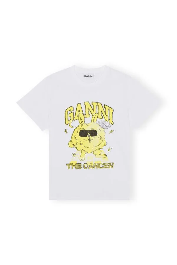 Clothing GANNI TShirts Relaxed Dance Bunny Tshirt Bright White Clothing GANNI TShirts Relaxed Dance Bunny Tshirt Bright White