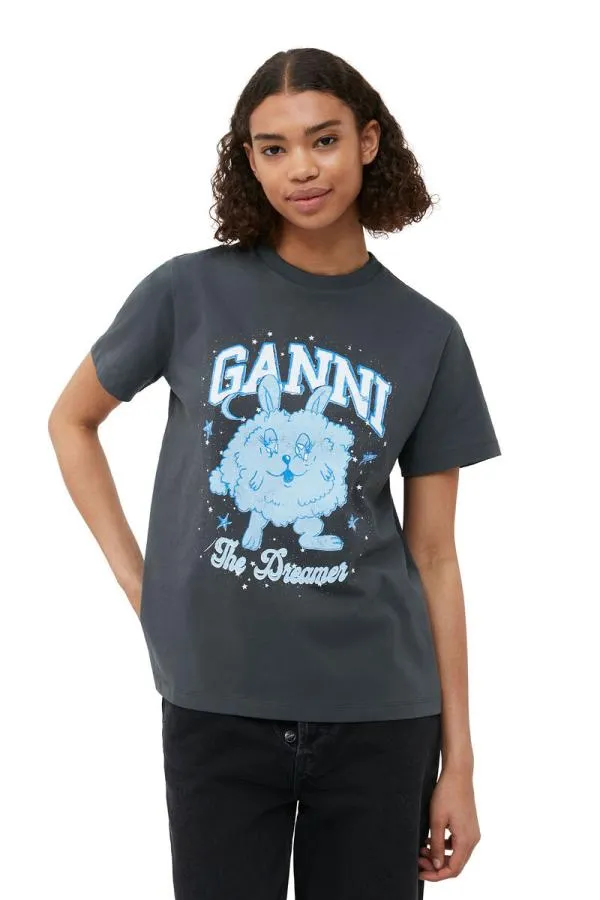 Clothing GANNI TShirts Relaxed Dream Bunny Tshirt Volcanic Ash Clothing GANNI TShirts Relaxed Dream Bunny Tshirt Volcanic Ash