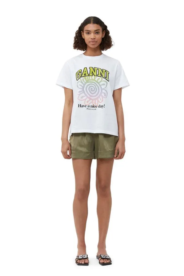 Clothing GANNI TShirts Relaxed Multi Flower Tshirt Bright White