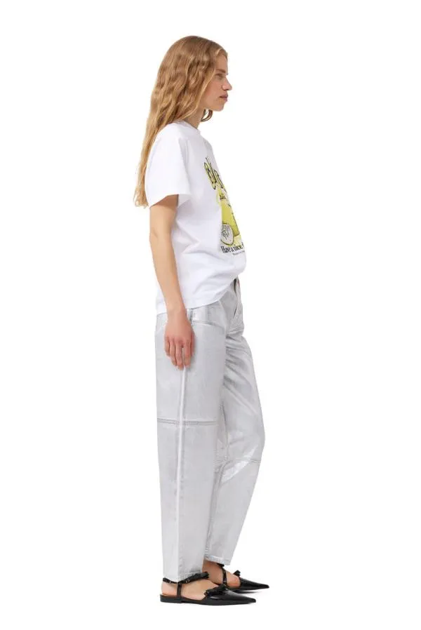 Clothing GANNI TShirts White Relaxed Lemon Tshirt Bright White
