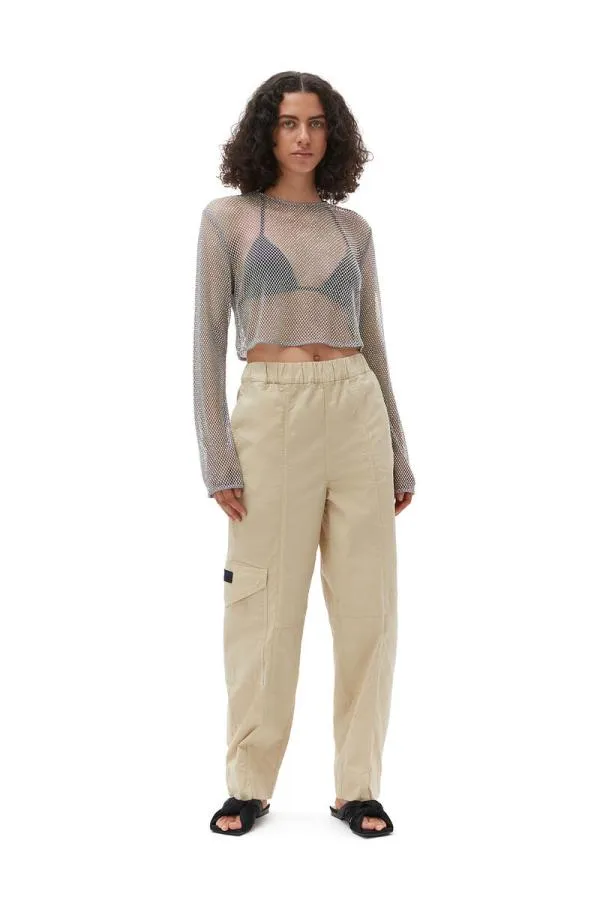 Clothing GANNI Tops Embellished Mesh Blouse Silver