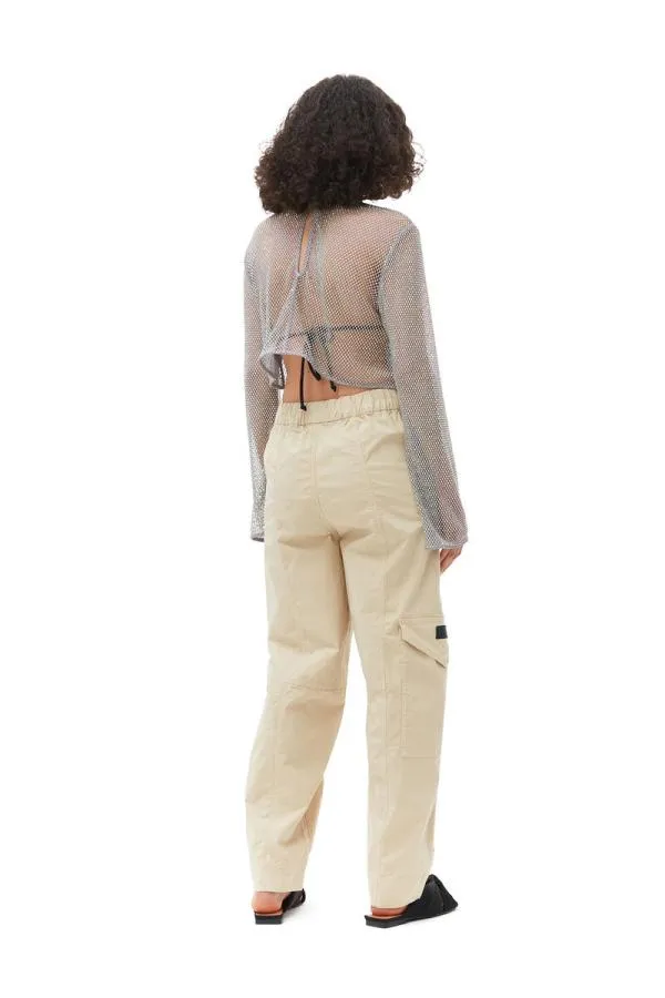 Clothing GANNI Tops Embellished Mesh Blouse Silver
