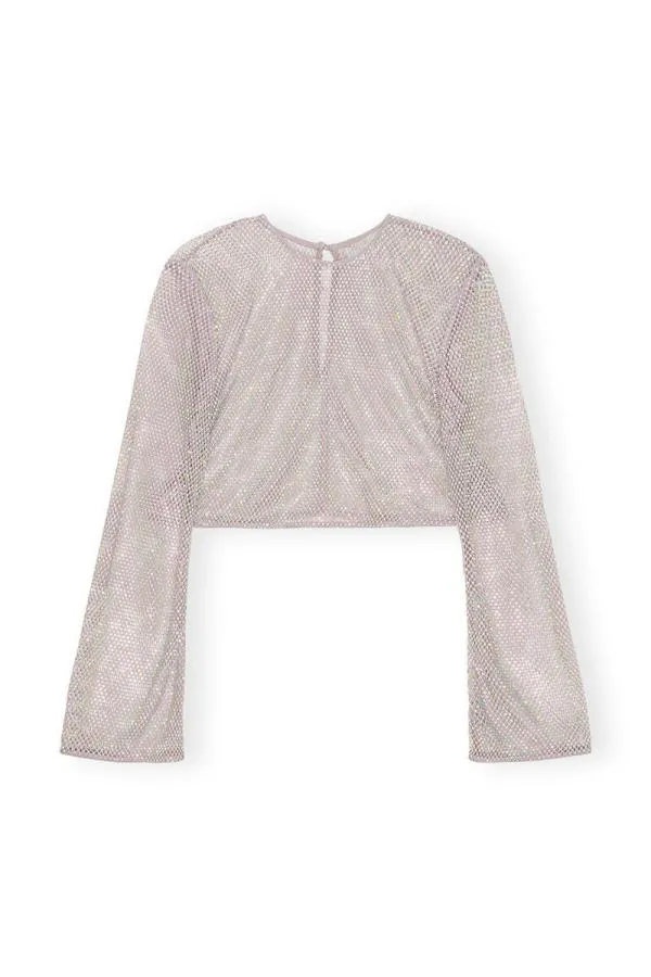Clothing GANNI Tops Embellished Mesh Blouse Silver