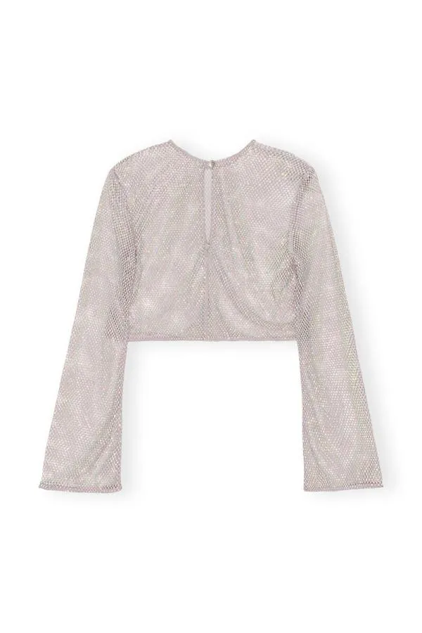 Clothing GANNI Tops Embellished Mesh Blouse Silver