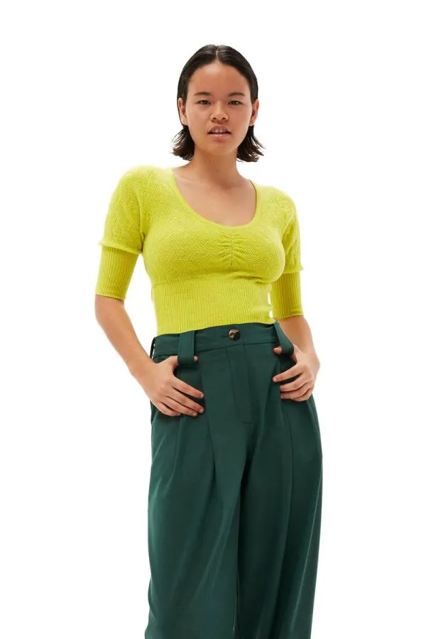Clothing GANNI Tops Merino Lace Oneck Blouse Tender Shoots