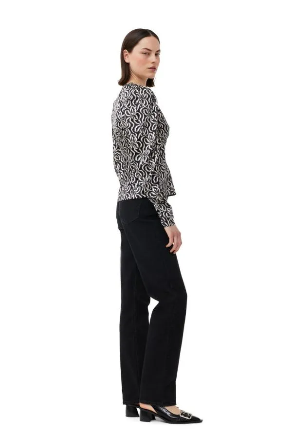 Clothing GANNI Tops Silk Stretch Satin Blouse Black Clothing GANNI Tops Silk Stretch Satin Blouse Black