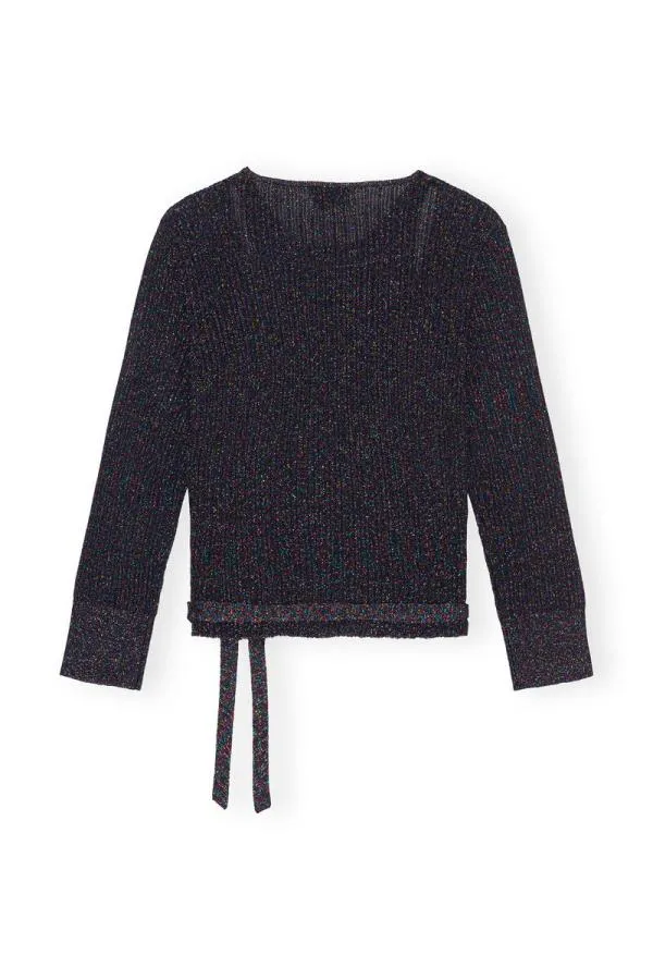 Clothing GANNI Tops Sparkle Rib Wrap Top Multicolour Clothing GANNI Tops Sparkle Rib Wrap Top Multicolour