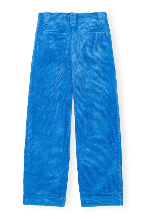Clothing GANNI Trousers Blue Corduroy Loose Pleat Trousers Silver Lake Blue Clothing GANNI Trousers Blue Corduroy Loose Pleat Trousers Silver Lake Blue
