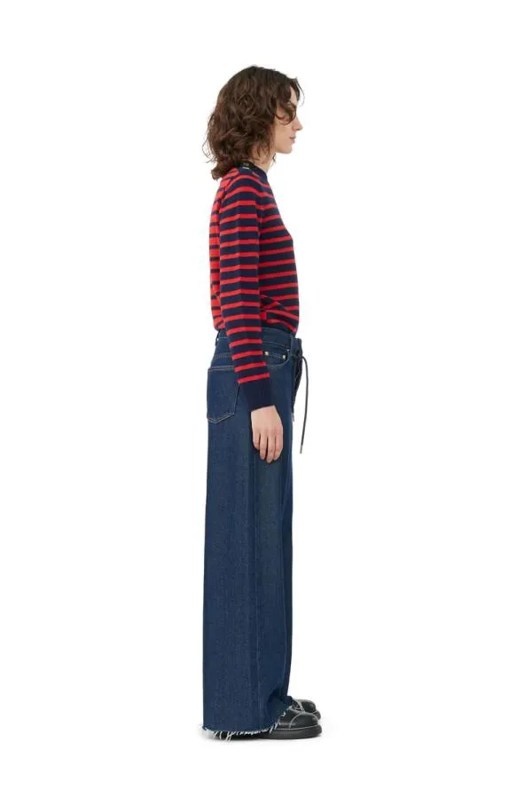 Clothing GANNI Trousers Heavy Denim Wide Drawstring Jeans Rinse Clothing GANNI Trousers Heavy Denim Wide Drawstring Jeans Rinse