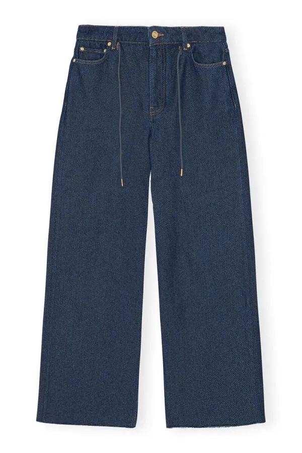 Clothing GANNI Trousers Heavy Denim Wide Drawstring Jeans Rinse Clothing GANNI Trousers Heavy Denim Wide Drawstring Jeans Rinse