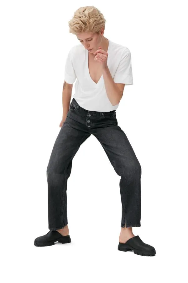 Clothing GANNI Trousers Lovy Jeans Blackwhite Vintage