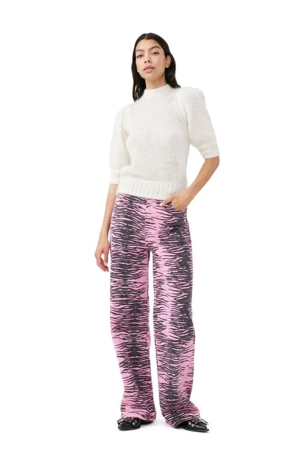 Clothing GANNI Trousers ReCut Overdyed Magny Jeans Cyclamen