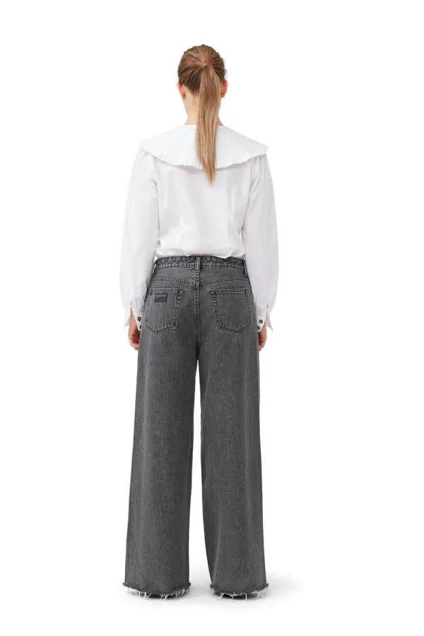 Clothing GANNI Trousers ReCut Wide Drawstring Jeans Washed Blackblack