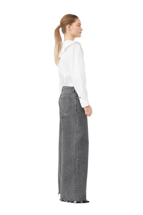 Clothing GANNI Trousers ReCut Wide Drawstring Jeans Washed Blackblack