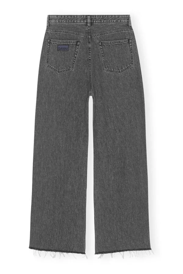Clothing GANNI Trousers ReCut Wide Drawstring Jeans Washed Blackblack