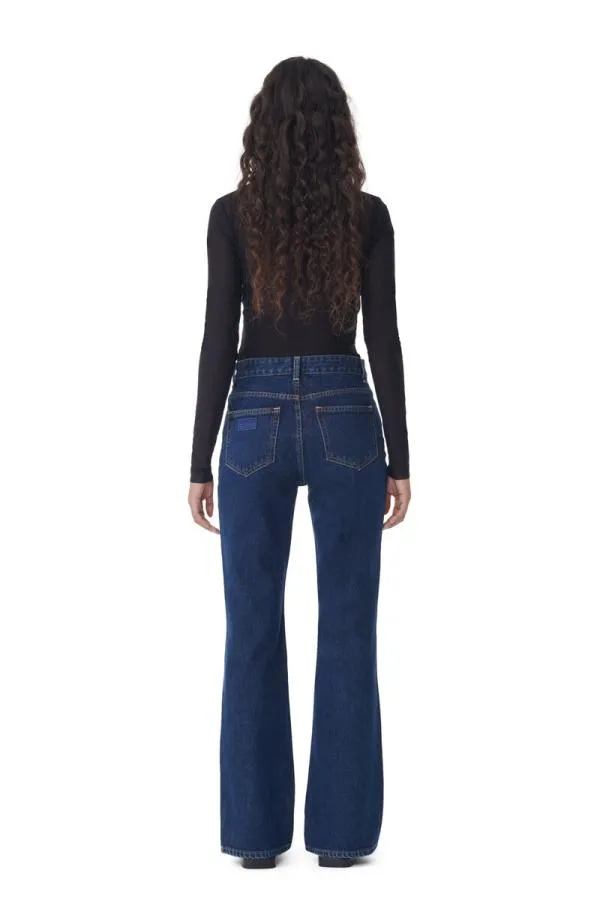 Clothing GANNI Trousers Rigid Denim Betzy Dark Blue Stone